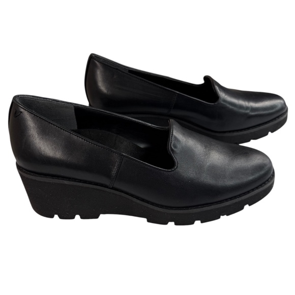 Vionic Shoes - Vionic Willa Wedge Loafer Black Leather Slip On Comfort Shoe Size 11